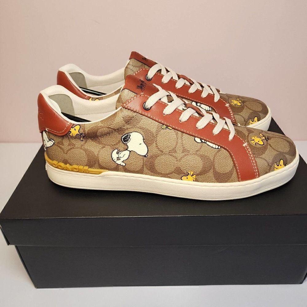 NIB CF162 COACH PEANUTS CLIP LOW TOP SNEAKERS SNOOPY WOODSTOCK MEN'S 11.5D - Picture 5 of 6
